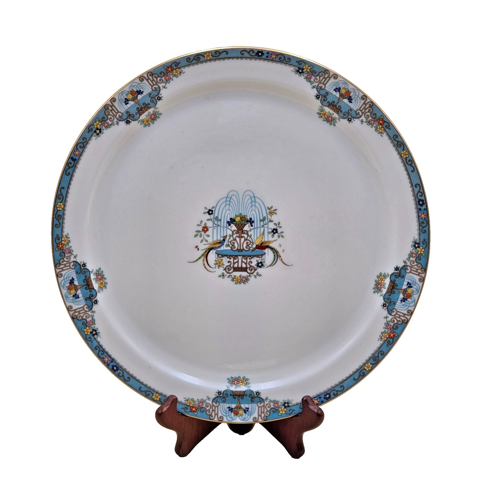 Vintage Lenox Fountain Porcelain Round Chop Plate Platter 12.5" Art Deco Gilt
